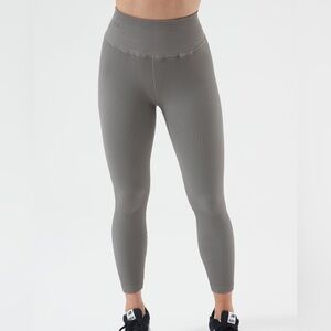 Nux Ribbed Compression Leggings Womens Size M Slate Color